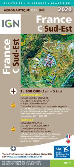 carte ign sud est Carte Plastifiée IGN OACI Sud Est 2020
